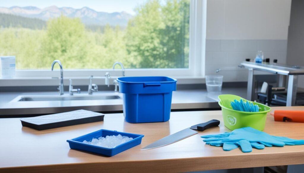 Fish cleaning workspace setup