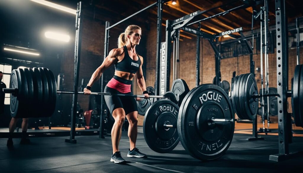 Rogue Fitness barbells and weight plates