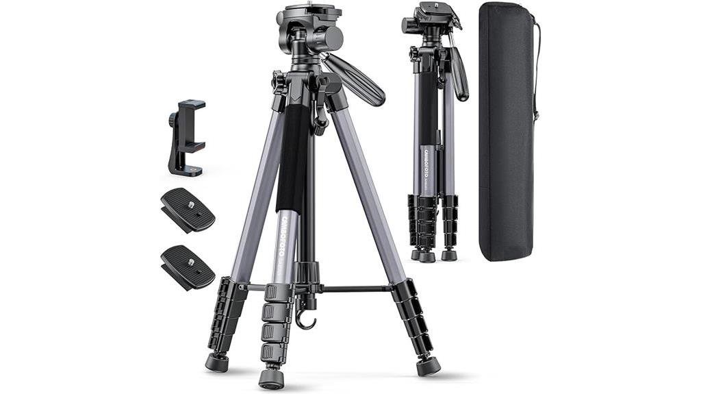 professional gray aluminum tripod