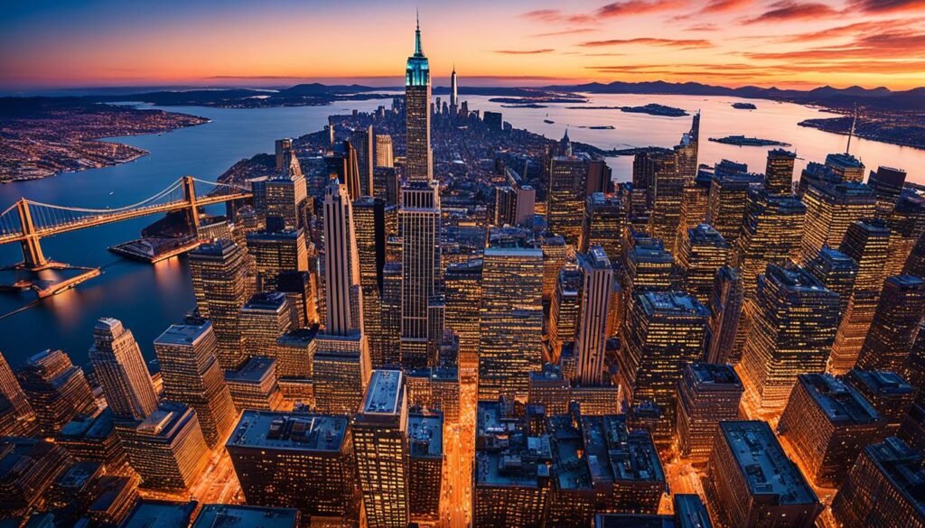 Aerial cityscape composition